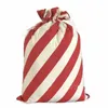 Sacs de Noël Sacs de sac à rayures rouges Sac de Père Noël Sac à cordon Toile Sac de rangement de bonbons Xams Canva Sacs cadeaux Décorations de Noël LSK1488