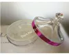 1PCS Transparent Acrylic Pink Refillable Castle Style Powder Puff Box Make up Loose Container Jar Jewel Case