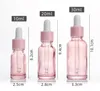 2022 nuovo 5ml 10ml 20ml 30ml 50ml 100ml Bottiglie di profumo di olio essenziale di siero di vetro rosa trasparente con contagocce con pipetta di reagente