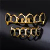 New Smooth Gold Silver Plated Teeth Grillz 6 Top & Bottom Faux Dental Tooth Braces Grills Men Lady Hip Hop Rapper Body Jewelry229K
