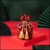 Ins Style Wedding Gift Supplies Chinese Party Favor Candy Bag Box With Hand Creative Cloth Drop Delivery 2021 Event Festive Home Garden Pt