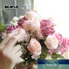 1ブーケ6ヘッズヨーロッパの人工的なバラの花偽ローズブライダルシルクのための花柄のための花園の結婚式の装飾