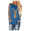 Plus Size Women Sweater Christmas Deer Sequined Leopard Patchwork Color Round Neck Long Sleeve Tshirt 2020 Autumn Winter Clothes 3516776