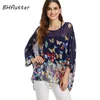 BHflutter Top e camicette da donna Plus Size Nuovo stile Batwing Camicetta estiva allentata casual Camicie in chiffon con stampa floreale Blusas 201126