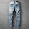 designers jeans amirrss mäns byxor nya oss casual hip hop high street sliten tvättstänk bläck färg målning smal passande jeans man #679 70sy