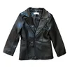 Children's Leather Suit Boys Faux Leather Jacket Autumn Winter Kids Fashion Single Coats 201126