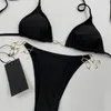 Estate sexy catena costume da bagno classico lettera donna striscia bikini vacanza due pezzi regolabili ragazze abbigliamento da spiaggia
