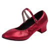 Jurk Schoenen Rode Vrouwen Ballroom Latin Dans Dames Satijn Gesloten Teen Salsa Tango Waltz Slanke Hak 5,5 cm Moderne Sneakers SIFE