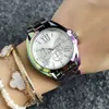 Fashion M Design Brand Watches Women Girl 3 Dials Colorful Style Metal Steel Band Wor Orologio da polso M972785