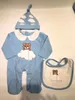 Marke Neugeborenen Baby Overall Schlafsäcke Infant Kinder Schlaf Tragen Warme Bettwäsche Mädchen Jungen Overalls mit Hut und Lätzchen und Wickeltasche