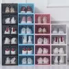 NEW!!! Thicken Plastic Shoe Boxes Clear Dustproof Shoe Storage Box Transparent Flip Candy Color Stackable Shoes Organizer Boxes Wholesale BES121