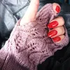 Colori inverno caldo moda acrilico coreano mezzo dito braccio perdita guanti lunghi donne guanti da donna1