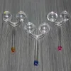 Glazen rookpijp Handlepel Kleine glazen pijpen helder Kleurrijke dubbele brander Balancer Handcraft borosilicaat bongs accessoires voor rokers Gift Groothandel