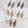 Pendientes de abalorios de cuero de leopardo de papel de concha de abulón con forma de serpiente, Pendientes de tuerca de Color dorado, joyería de marca de moda para mujer