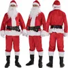 Рождество Santa Claus Costume Необычное платье для взрослых костюм COSP LAY Party Outfit 7 шт. Унисекс мужчины женщины рождественские подарочные одежды одежда1