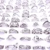 الجملة 100pcs النسائية خواتم مجوهرات بوهيميا نمط الفضة مطلي أزياء جميلة هدية الحزب أنماط مختلطة