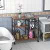 ABD Stok Mutfak Raf Mikrodalga Fırın Raf Kurulu ile 6 Kanca ve 4 Çıkarılabilir Dur Tekerlekleri, Mutfak / Ev Ofis / Banyo A21 A54 için Uygun