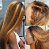 Transparente 13x4 Lace dianteira peruca brasileira cabelo humano virgem ombre P4 / 27 Destaque perucas retas para mulheres negras