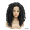 Afro kinky curly syntetisk peruk 14 ~ 26 inches svart 1 # Perruques de cheveux humains spets fram peruker 19426-1