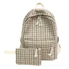 Fashion Backpack Student Girl School Travel Plaid Style Shoulder Bag For Women Bagpack Rucksack Knapsack Y201224