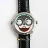 Yüksek kaliteli konstantin chaykin joker beyaz kadran İsviçre kuvars hareket ay fazı erkek izle paslanmaz çelik kasa deri kayış wa8526419