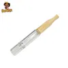 HONEYPUFF Pipa da fumo in vetro Vetro trasparente One Hitter con bocchino in legno staccabile Filtro per la bocca in legno Accessorio per fumo in pipa in vetro per tabacco