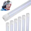 8ft LED -butik Ljulig fixtur V Form Tube T8 Integrerade 8 fotlampor 6500K Cold White High Output Tubes Ljus dubbelsidig för garage lager Clear Cover