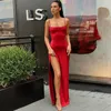 Kadın Yaz Seksi Kırmızı Siyah Tüm Maç Yüksek Bel Spagetti Kayışı Zarif Rahat Maxi Kayma Elbise Robe Longue Vestido De Mujer Y0118