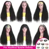 Malaysisk Curly Headband Wig Human Hair Glueless Headband Scarf Wig Natural V Part Wig Human Hair No Lämna ut mode för kvinnor