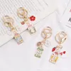 Keychains Fashion Strawberry Cloud Gold Color Keychain Cute Amulet Omori Metal Keyring For Women Bag Pendent AirPods Accessories Fred22