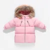 CROAL CHERIE Chaud 90% Duck Down Veste Filles Garçons Hiver Fourrure De Raton Laveur Combinaison Pour Enfants Pour Enfants À Capuchon Garçons Vêtements LJ201017