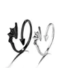 クラスターリングエンジェルデビルウィングカップルリングシンプルなデザイン男性と女性のためにオープンロマンチックなバレンタインデーギフト1