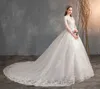 2019 кружева вышивка половина рукава свадебные платья длинный поезд свадебное платье v шеи элегантный плюс размер vestido de noiva