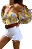 Women's Blouses & Shirts 2022 Autumn Puff Sleeve Vintage Blouse Women Floral Long Corset Crop Tops Sexy Elegant Female