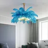 Modern LED Feather Chandelier Lamp for Living Room Luxury Creative Design Hanging Lamp Indoor Home Decor Copper Light Fixtures