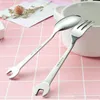 Creative Wrench Shape Tableware Home Kitchen Stainless Steel Fork Spoon Gift Fruit Dessrt Salad Forks Cutlery wholesale LZ0830