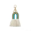 يدوي Boho Rainbow شراكيل حقيبة حلقة رئيسية معلقة Gold Keychain حامل الأزياء المجوهرات هدية و Sandy