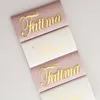 12x gepersonaliseerde acryl gouden spiegel laser gesneden namen babynaam tags plaats kaarten bruidstafel decor voorkeur chocolade doop doos y201006