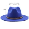 Neue Herren Damen Fedora-Panama-Hut aus Wollfilz mit breiter Krempe und Gürtelschnalle, Jazz-Trilby-Kappe, Party, formeller Zylinder in Weißschwarz7837727