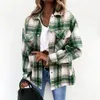 Women Shirts Blouses Tops Check Fleece Casual Fashion Loose Shacket Top Shirt Tunic Oversize Baggy Youth Lady Autumn Winter