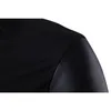 Maglione dolcevita da uomo moda patchwork PU manica in pelle design lungo uomo cardigan casual cerniera sottile nero tirare Homme 201221