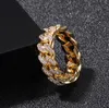Mode – Hip-Hop-Zirkon-Kubanische-Kette-Ring, 8 mm, zirkonplattiert, echtes Gold, Trend-Herrenring, kubanisches Verbindungsband, Herren-Hip-Hop-Schmuck