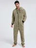 Pyjamas Herren-Pyjama mit Kapuze, dick, doppelseitig, Fleece, Tarnung, Ganzkörperanzug, Homewear-Pyjama