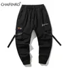 Chaifenko Hip Hop Calças de Carga Homens Moda Harajuku Harem Pant Streetwear Juntos Casuais Multi-Pocket Ribbons Tie Pants Pant 201110