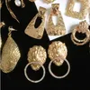 Brincos banhados a ouro Europeu e americano exagerado com brincos de diamantes geométricos estilo retro personalidade garanhão brincos para mulheres
