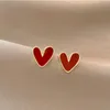 red enamel heart earrings