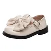 Big Bow Knot Girls Shod Kids Casual Leather Flats TSTRAP 웨딩 파티 황소 영국 어린이 Sweet 220705