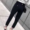 Lato Biuro Lady Casual Gray Suit Spodnie Kobiet Klasyczne Czarne Dziewięć Spodnie Damskie Streetwear Modne Prosto Nod Spodnie 211216