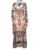 Ethnic Clothing Length 130cm Bust 130 Cm Elegant Printed Silk Caftan Lady Dresses Loose Style Dashiki African Muslim Women Long