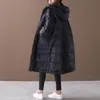 New Loose Down Coat Cloak Lantern Sleeves Hooded Warm Long Down Parkas 90% Vit Duck Down Jacket Kvinna Snö Outwear 201023